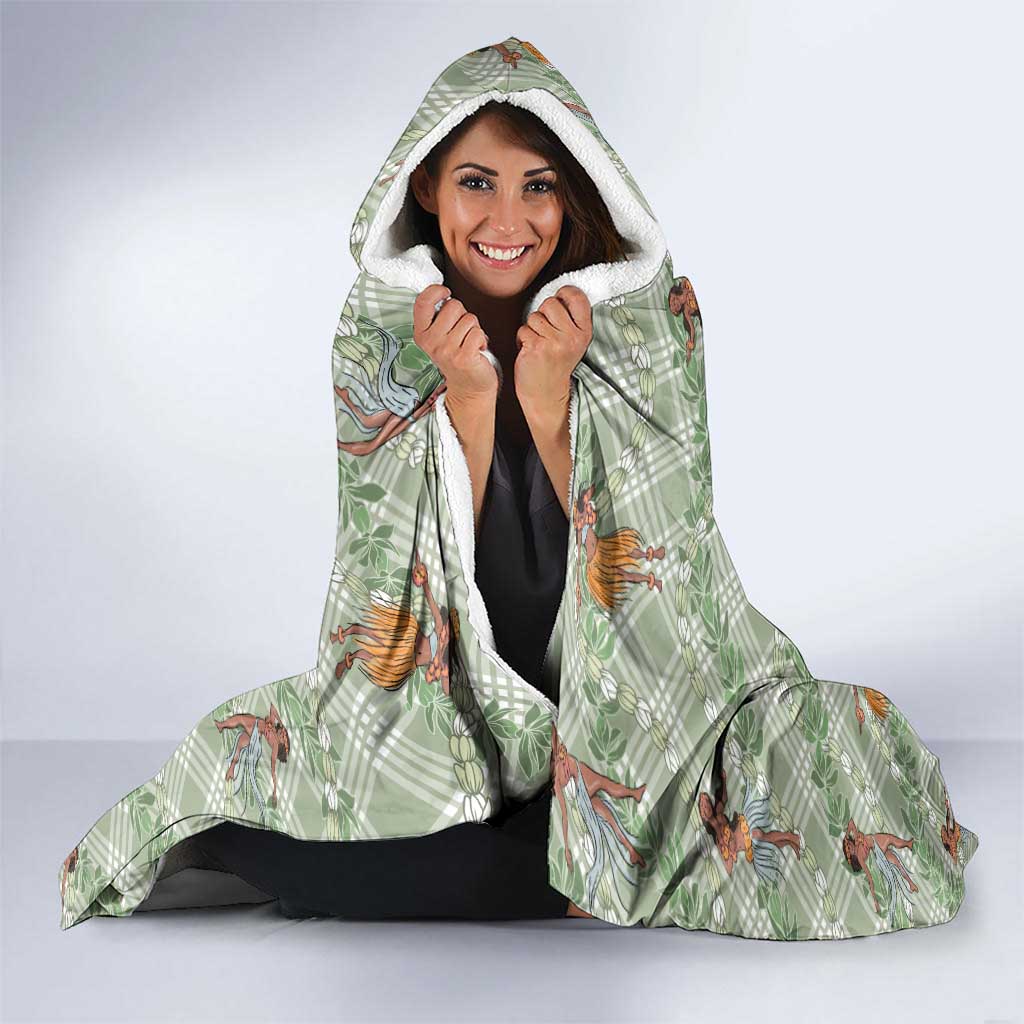 Mint Palaka Hula Girls Seamless Hawaii Aloha Hooded Blanket LT7 - Polynesian Pride