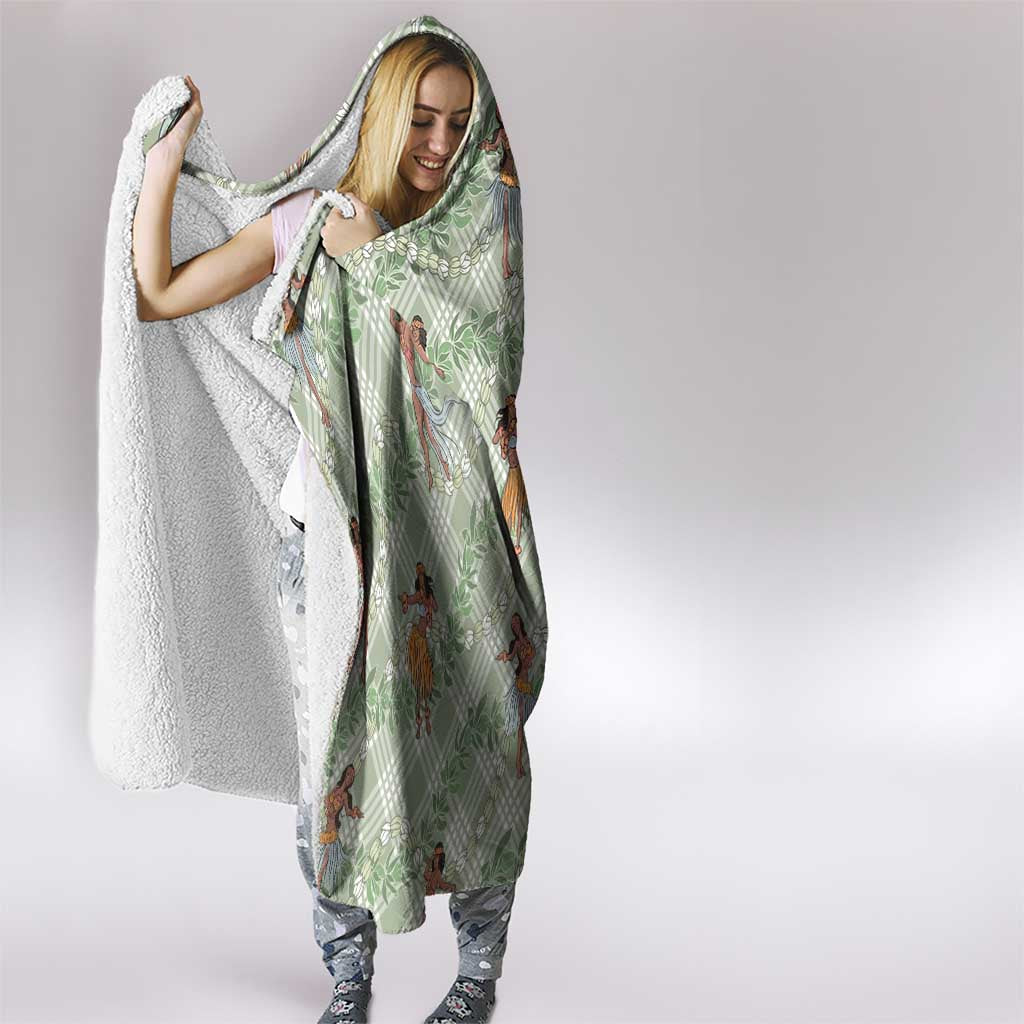 Mint Palaka Hula Girls Seamless Hawaii Aloha Hooded Blanket LT7 - Polynesian Pride