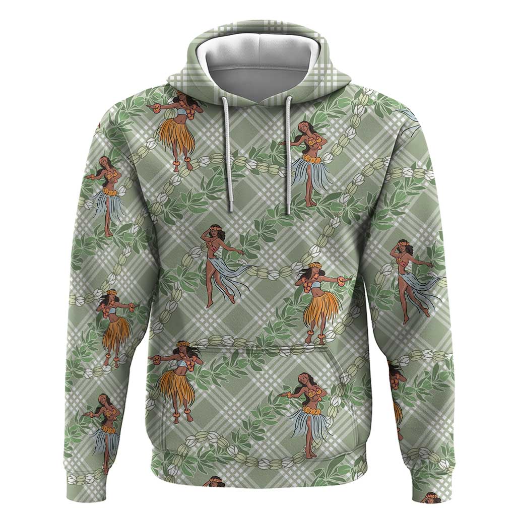 Mint Palaka Hula Girls Seamless Hawaii Aloha Hoodie LT7 Pullover Hoodie Mint - Polynesian Pride