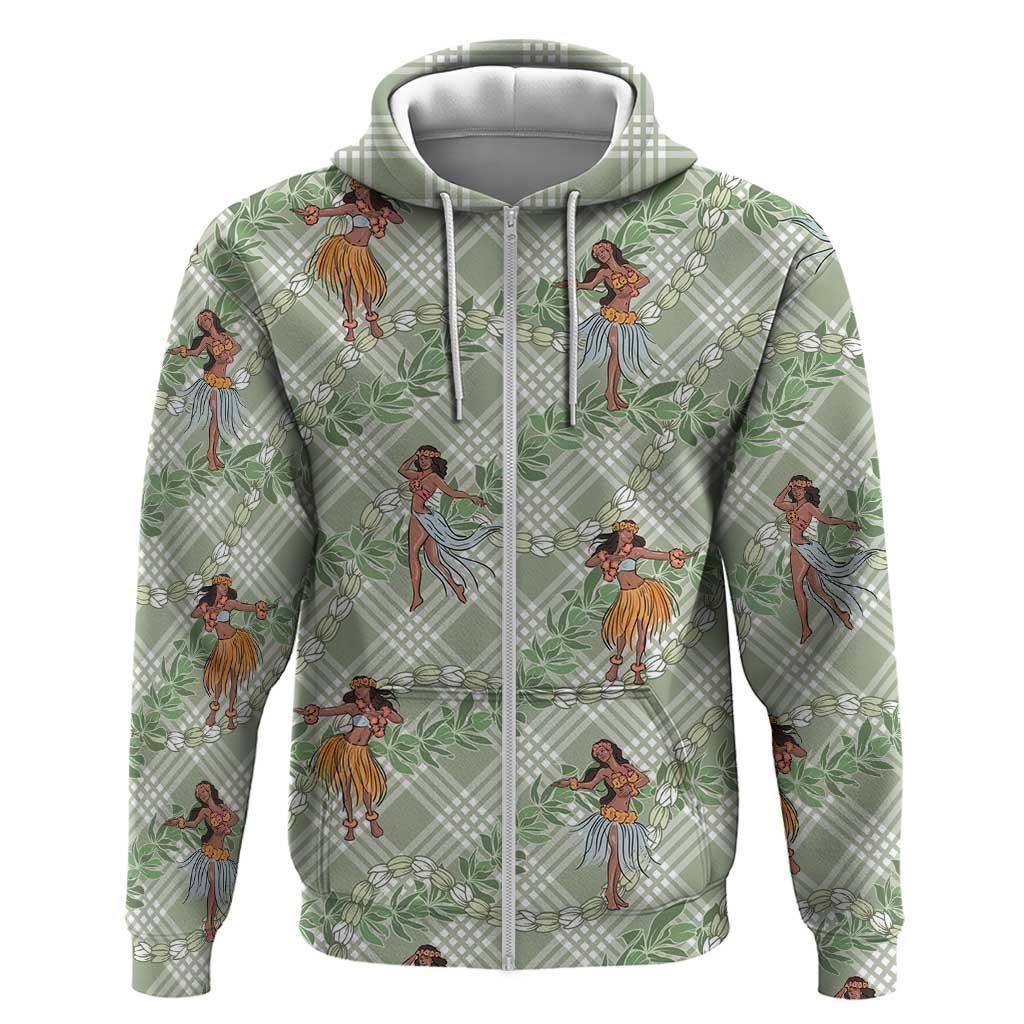 Mint Palaka Hula Girls Seamless Hawaii Aloha Hoodie LT7 Zip Hoodie Mint - Polynesian Pride