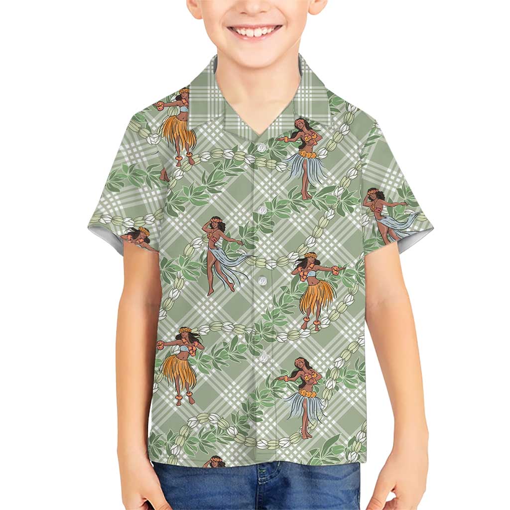 Mint Palaka Hula Girls Seamless Hawaii Aloha Kid Hawaiian Shirt LT7 Kid Mint - Polynesian Pride