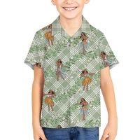 Mint Palaka Hula Girls Seamless Hawaii Aloha Kid Hawaiian Shirt LT7 Kid Mint - Polynesian Pride