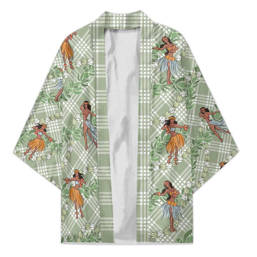 Mint Palaka Hula Girls Seamless Hawaii Aloha Kimono LT7 Unisex Mint - Polynesian Pride