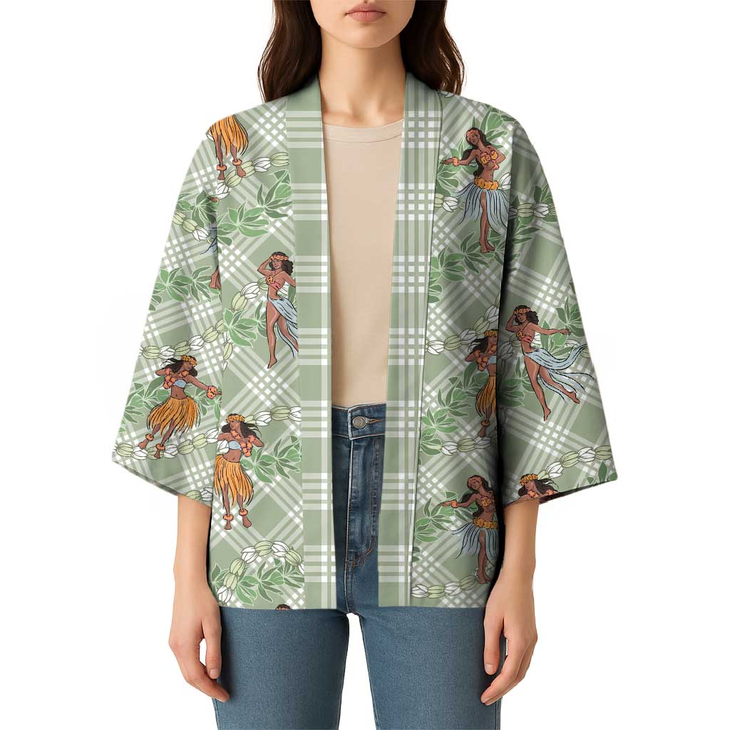 Mint Palaka Hula Girls Seamless Hawaii Aloha Kimono LT7 - Polynesian Pride