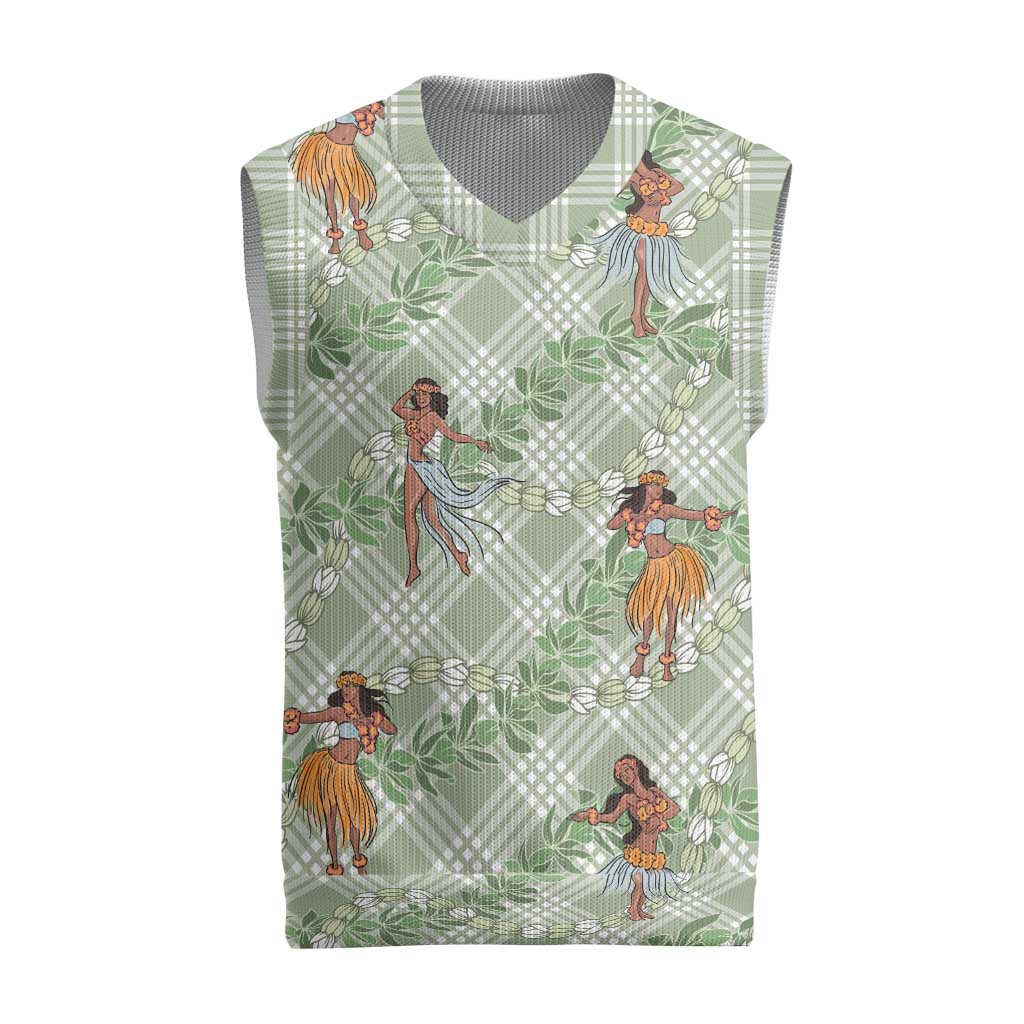 Mint Palaka Hula Girls Seamless Hawaii Aloha Christmas Knitted V-Neck Vest LT7 Mint - Polynesian Pride