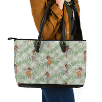 Mint Palaka Hula Girls Seamless Hawaii Aloha Leather Tote Bag LT7 - Polynesian Pride