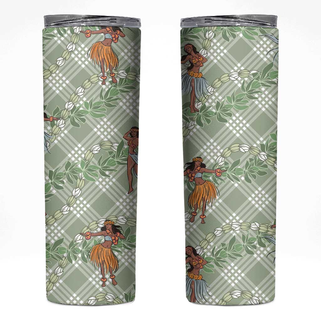 Mint Palaka Hula Girls Seamless Hawaii Aloha Skinny Tumbler LT7 Mint - Polynesian Pride