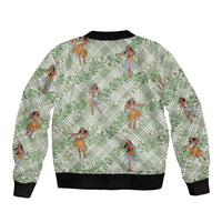 Mint Palaka Hula Girls Seamless Hawaii Aloha Sleeve Zip Bomber Jacket LT7 - Polynesian Pride