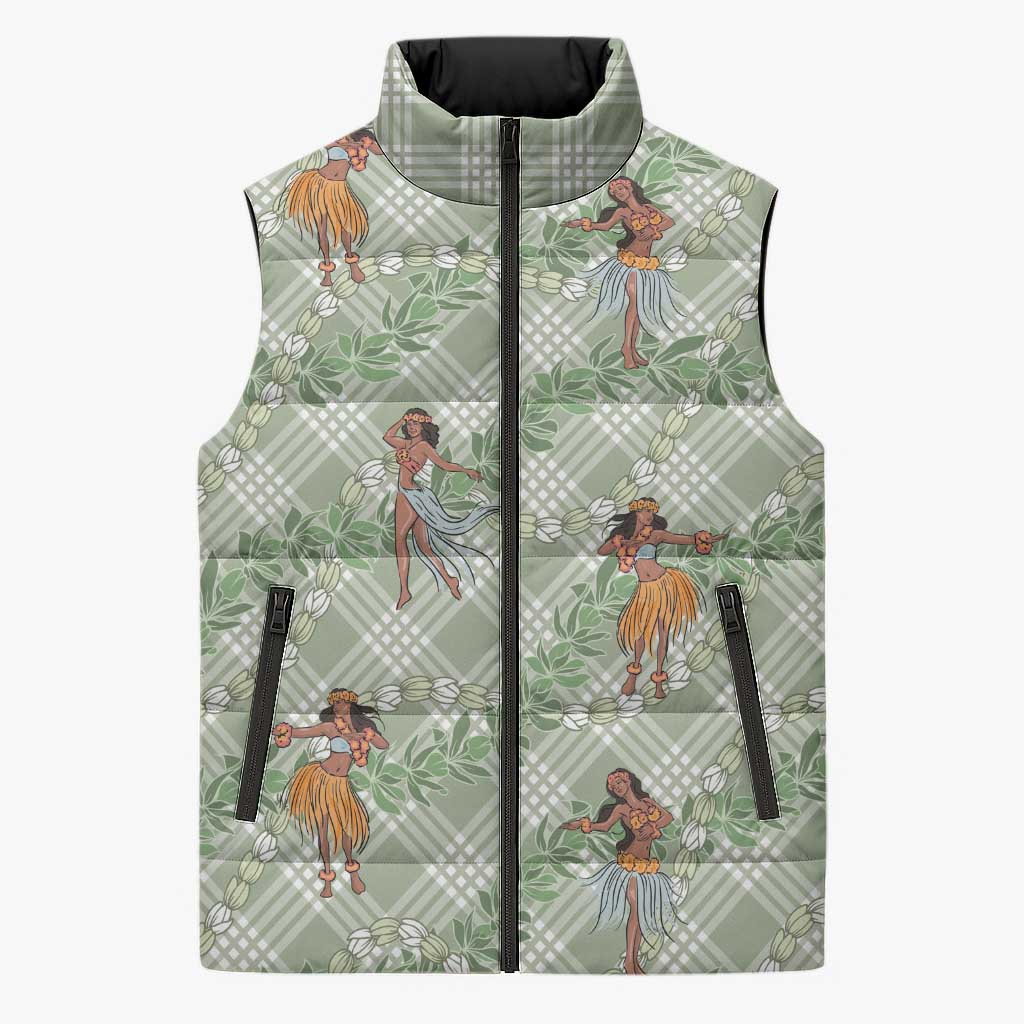 Mint Palaka Hula Girls Seamless Hawaii Aloha Sleeveless Puffer Jacket LT7 Unisex Mint - Polynesian Pride