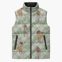Mint Palaka Hula Girls Seamless Hawaii Aloha Sleeveless Puffer Jacket LT7 Unisex Mint - Polynesian Pride