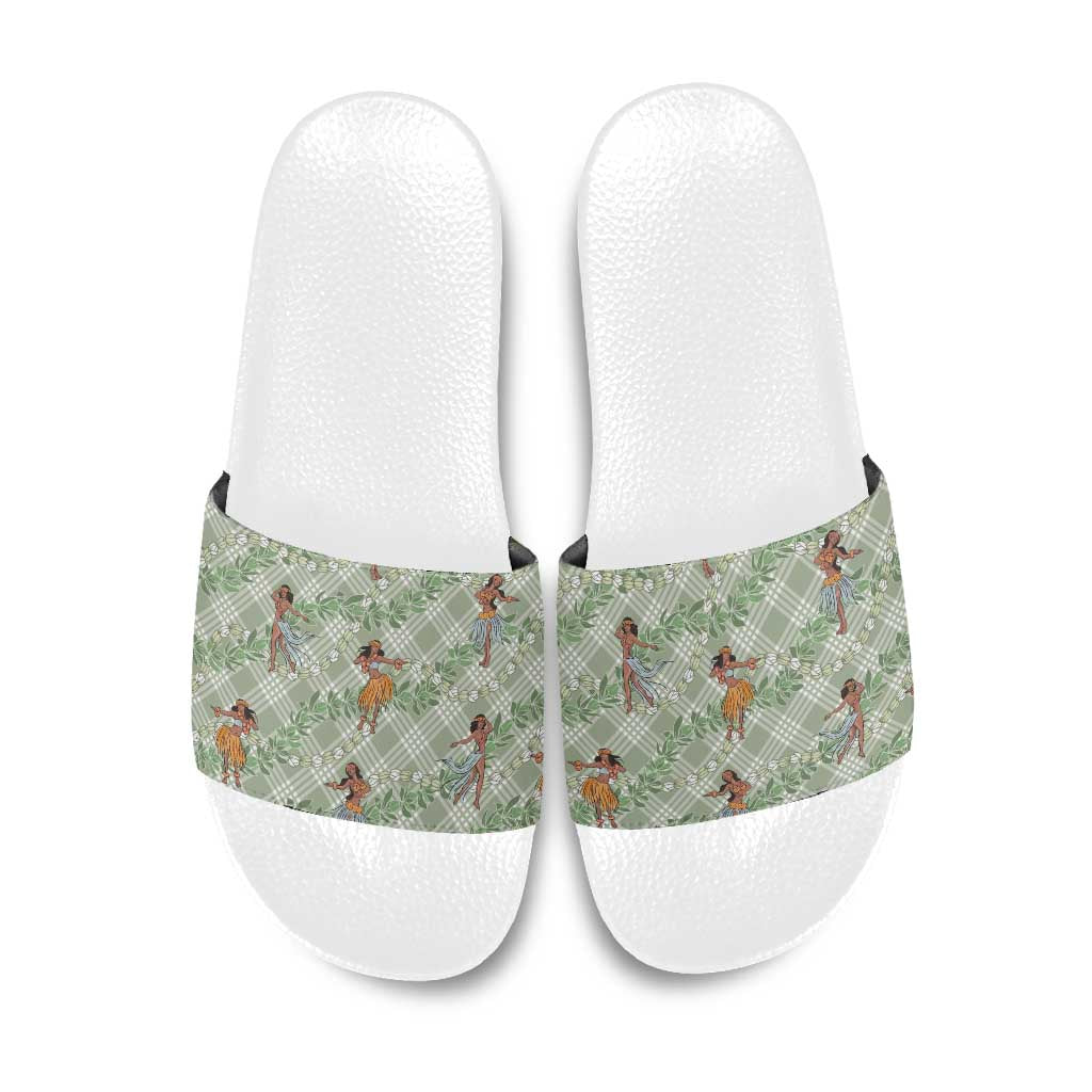 Mint Palaka Hula Girls Seamless Hawaii Aloha Slide Sandals LT7 Mint - Polynesian Pride