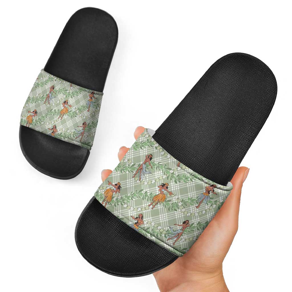 Mint Palaka Hula Girls Seamless Hawaii Aloha Slide Sandals LT7 - Polynesian Pride