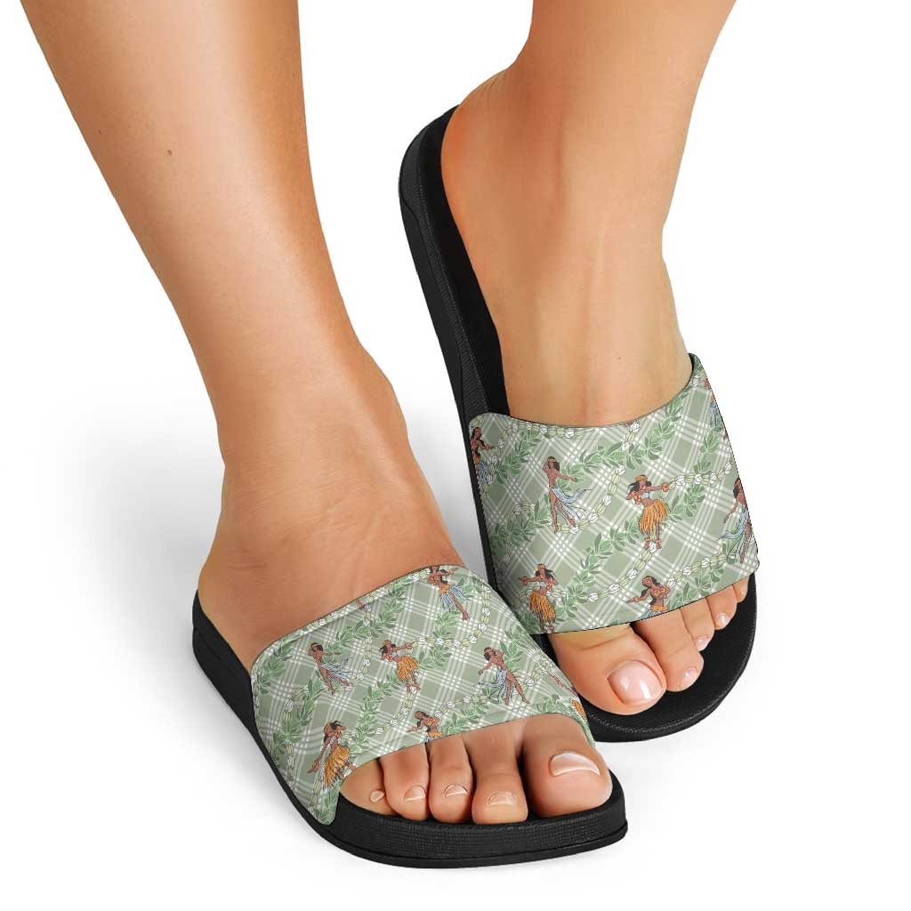 Mint Palaka Hula Girls Seamless Hawaii Aloha Slide Sandals LT7 - Polynesian Pride