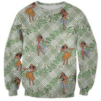 Mint Palaka Hula Girls Seamless Hawaii Aloha Sweatshirt LT7 Unisex Mint - Polynesian Pride