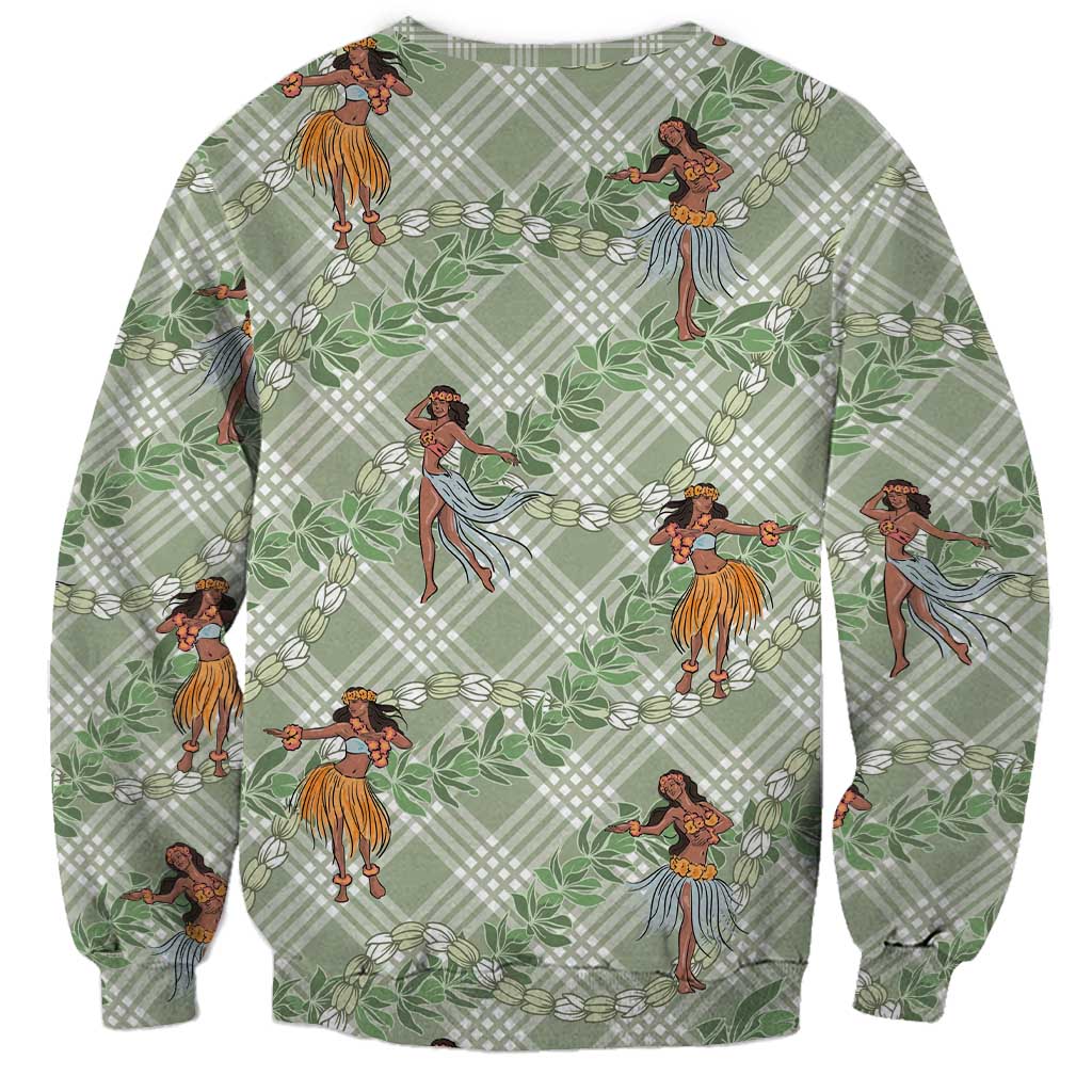 Mint Palaka Hula Girls Seamless Hawaii Aloha Sweatshirt LT7 - Polynesian Pride