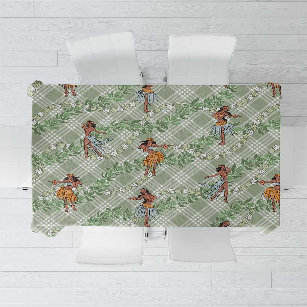 Mint Palaka Hula Girls Seamless Hawaii Aloha Tablecloth LT7 Mint - Polynesian Pride