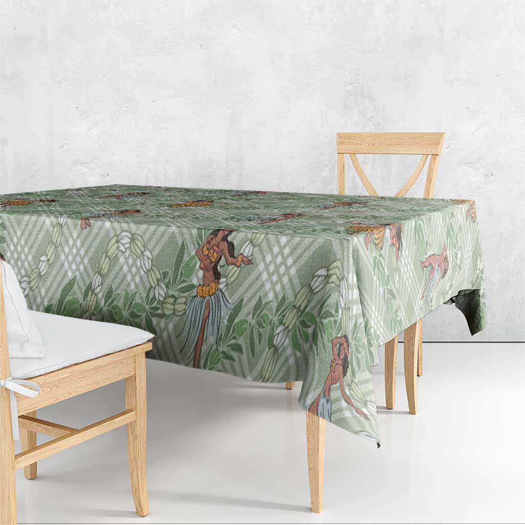 Mint Palaka Hula Girls Seamless Hawaii Aloha Tablecloth LT7 - Polynesian Pride