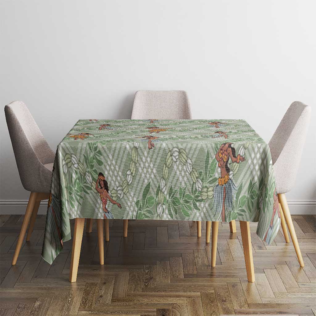 Mint Palaka Hula Girls Seamless Hawaii Aloha Tablecloth LT7 - Polynesian Pride