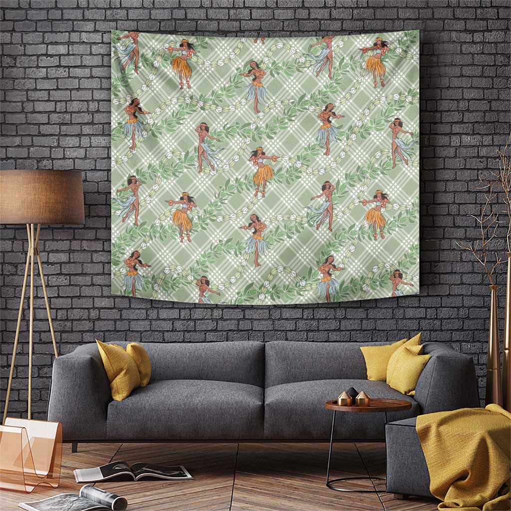 Mint Palaka Hula Girls Seamless Hawaii Aloha Tapestry LT7 Mint - Polynesian Pride