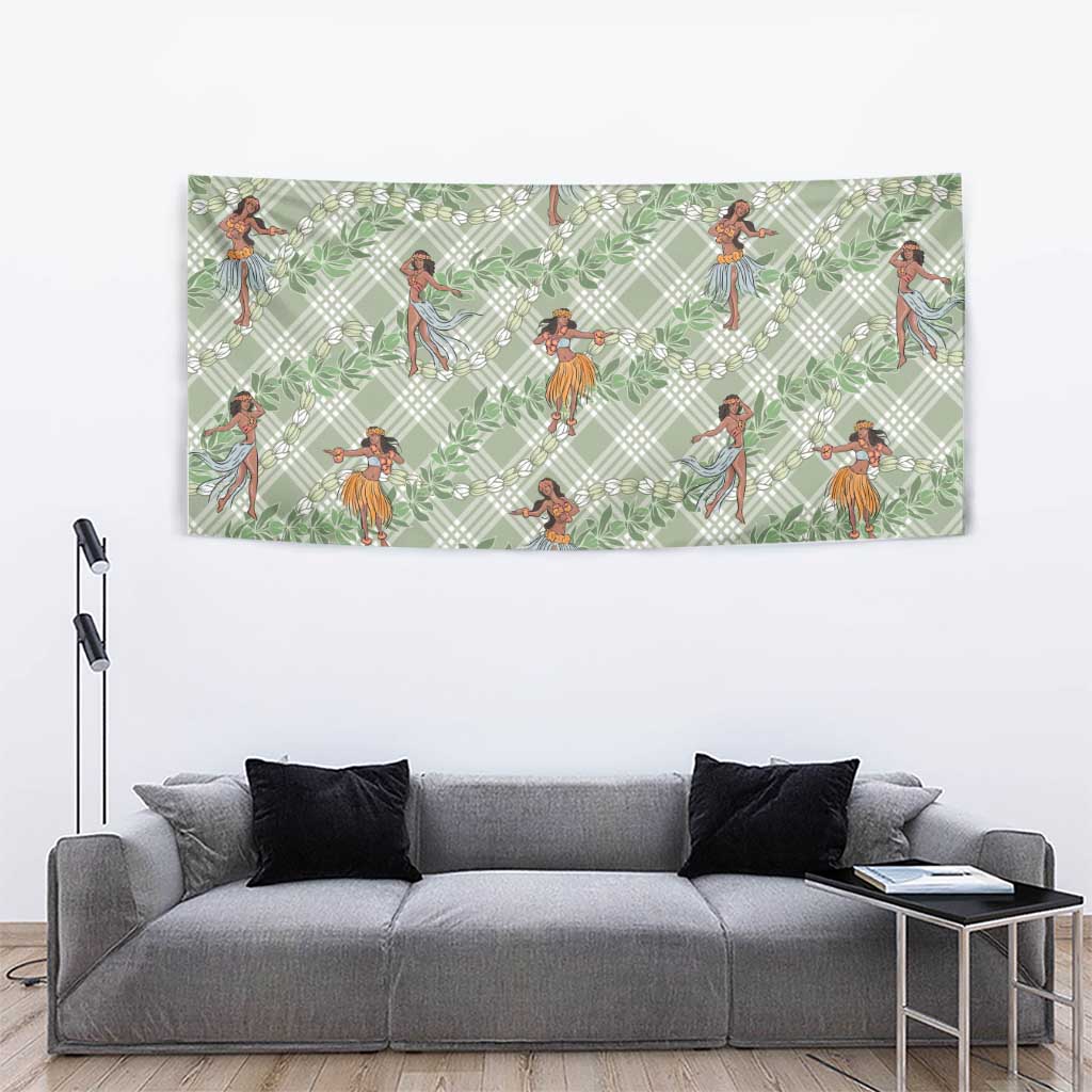 Mint Palaka Hula Girls Seamless Hawaii Aloha Tapestry LT7 - Polynesian Pride
