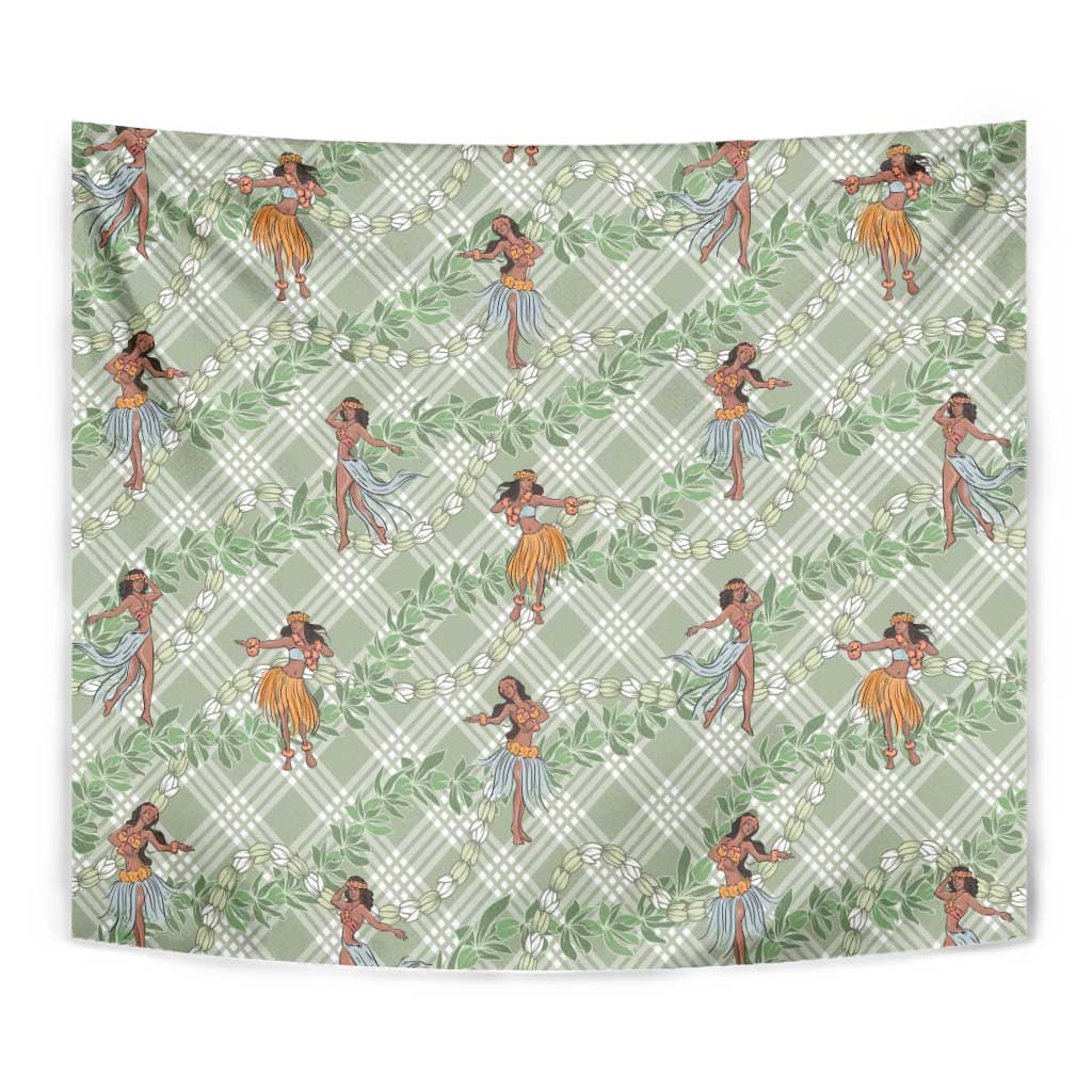 Mint Palaka Hula Girls Seamless Hawaii Aloha Tapestry LT7 - Polynesian Pride