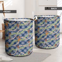 Navy Blue Palaka Hula Girls Seamless Hawaii Aloha Laundry Basket LT7 - Polynesian Pride