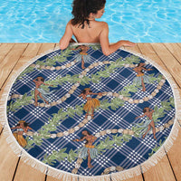 Navy Blue Palaka Hula Girls Seamless Hawaii Aloha Beach Blanket LT7 - Polynesian Pride
