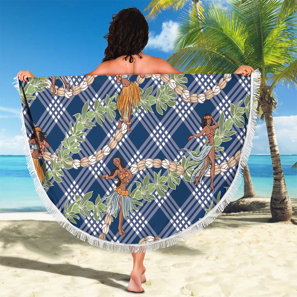 Navy Blue Palaka Hula Girls Seamless Hawaii Aloha Beach Blanket LT7 - Polynesian Pride
