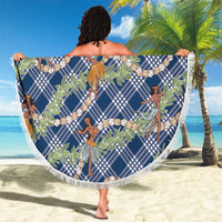 Navy Blue Palaka Hula Girls Seamless Hawaii Aloha Beach Blanket LT7 - Polynesian Pride