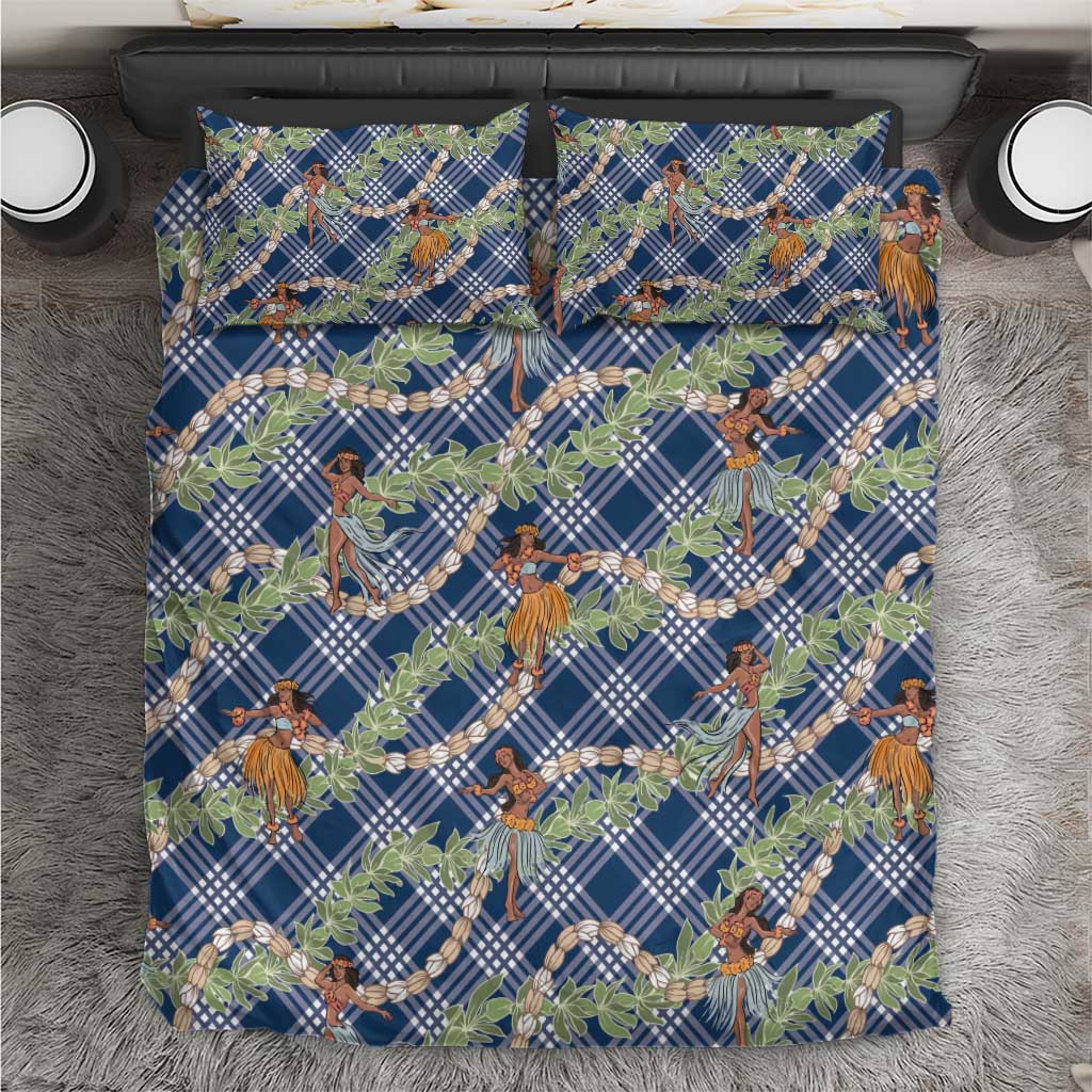 Navy Blue Palaka Hula Girls Seamless Hawaii Aloha Bedding Set LT7 Navy Blue - Polynesian Pride
