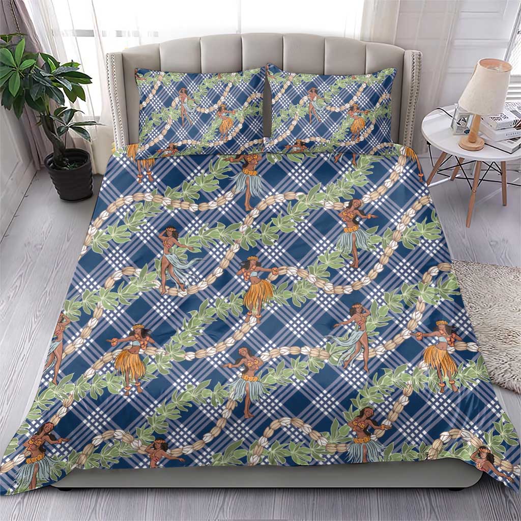 Navy Blue Palaka Hula Girls Seamless Hawaii Aloha Bedding Set LT7 - Polynesian Pride