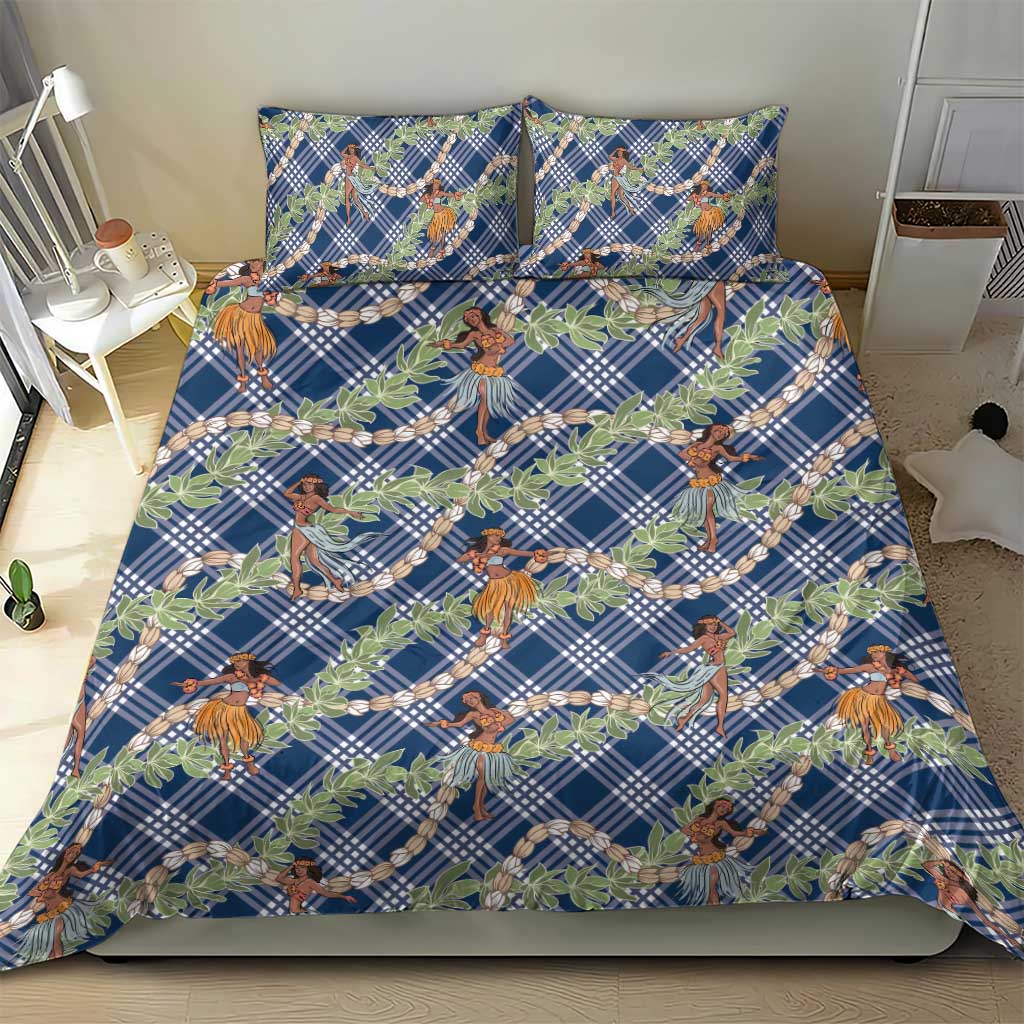 Navy Blue Palaka Hula Girls Seamless Hawaii Aloha Bedding Set LT7 - Polynesian Pride