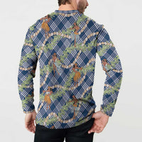 Navy Blue Palaka Hula Girls Seamless Hawaii Aloha Button Sweatshirt LT7 - Polynesian Pride