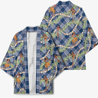Navy Blue Palaka Hula Girls Seamless Hawaii Aloha Kimono LT7 - Polynesian Pride