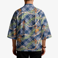 Navy Blue Palaka Hula Girls Seamless Hawaii Aloha Kimono LT7 - Polynesian Pride