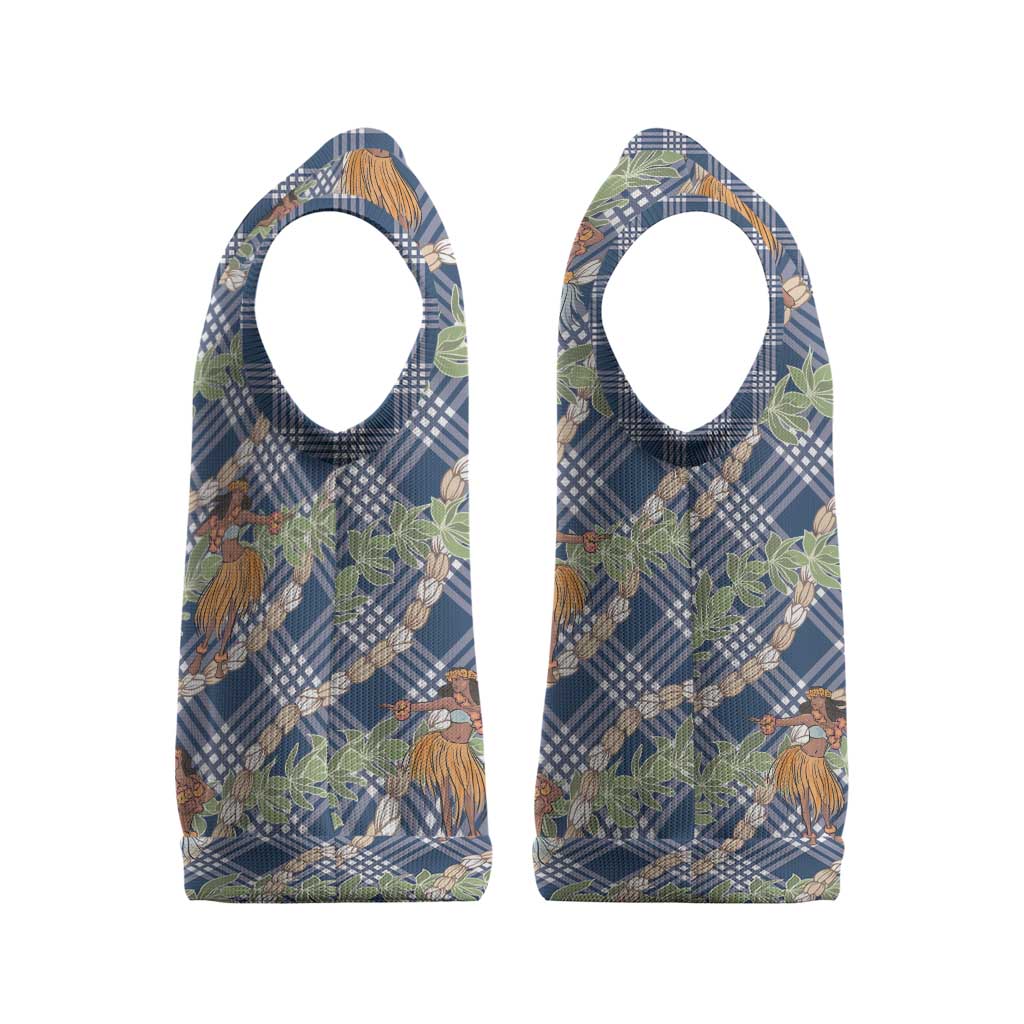 Navy Blue Palaka Hula Girls Seamless Hawaii Aloha Christmas Knitted V-Neck Vest LT7 - Polynesian Pride