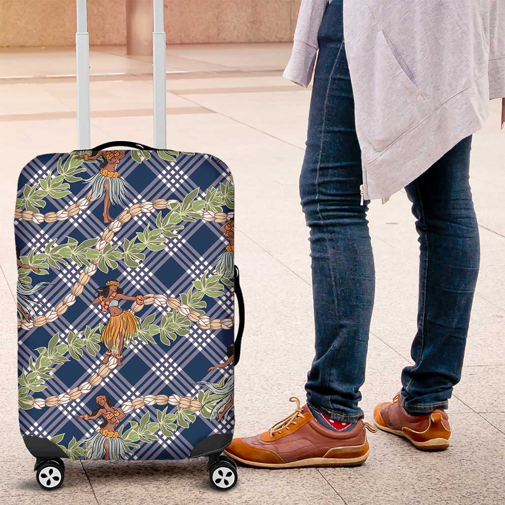 Navy Blue Palaka Hula Girls Seamless Hawaii Aloha Luggage Cover LT7 Navy Blue - Polynesian Pride