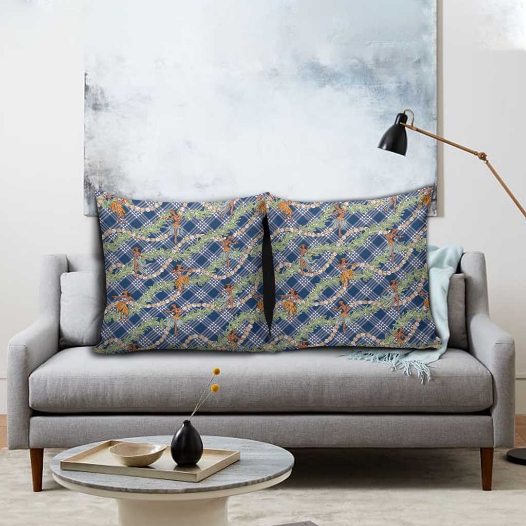 Navy Blue Palaka Hula Girls Seamless Hawaii Aloha Pillow Cover LT7 - Polynesian Pride