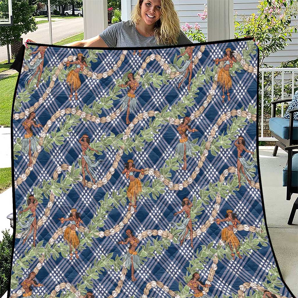 Navy Blue Palaka Hula Girls Seamless Hawaii Aloha Quilt LT7 Navy Blue - Polynesian Pride