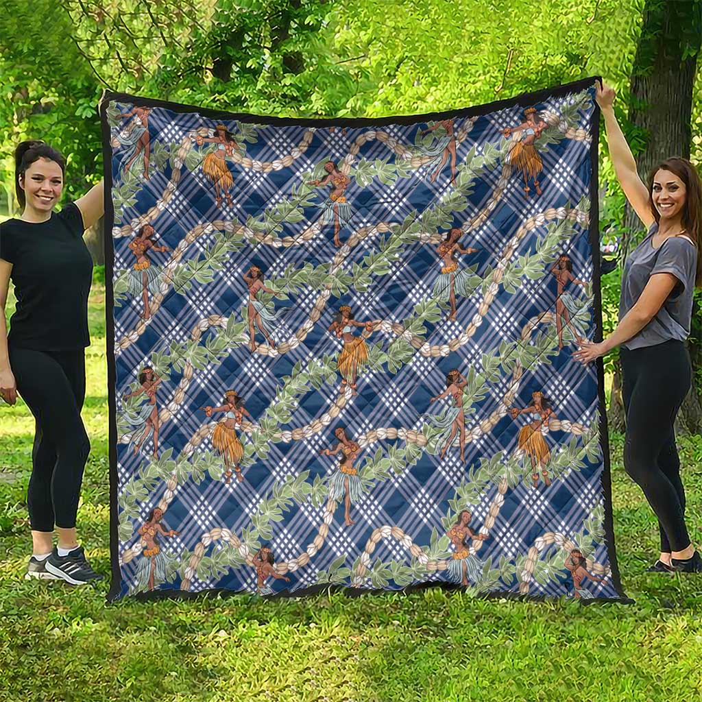 Navy Blue Palaka Hula Girls Seamless Hawaii Aloha Quilt LT7 - Polynesian Pride