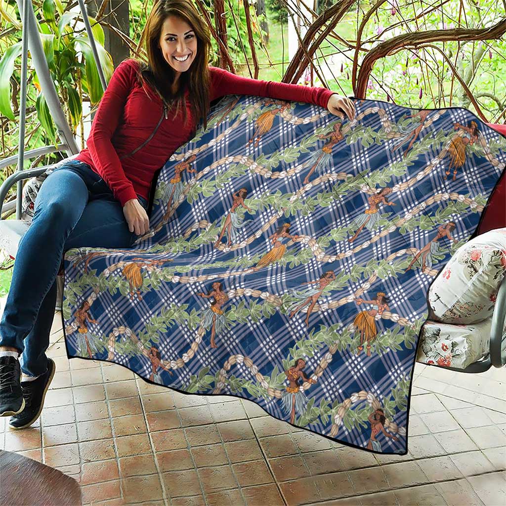 Navy Blue Palaka Hula Girls Seamless Hawaii Aloha Quilt LT7 - Polynesian Pride