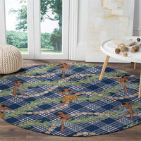 Navy Blue Palaka Hula Girls Seamless Hawaii Aloha Round Carpet LT7 - Polynesian Pride