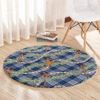 Navy Blue Palaka Hula Girls Seamless Hawaii Aloha Round Carpet LT7 - Polynesian Pride