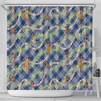 Navy Blue Palaka Hula Girls Seamless Hawaii Aloha Shower Curtain LT7 - Polynesian Pride