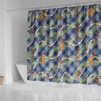 Navy Blue Palaka Hula Girls Seamless Hawaii Aloha Shower Curtain LT7 - Polynesian Pride