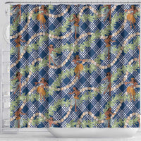 Navy Blue Palaka Hula Girls Seamless Hawaii Aloha Shower Curtain LT7 - Polynesian Pride