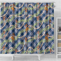 Navy Blue Palaka Hula Girls Seamless Hawaii Aloha Shower Curtain LT7 - Polynesian Pride