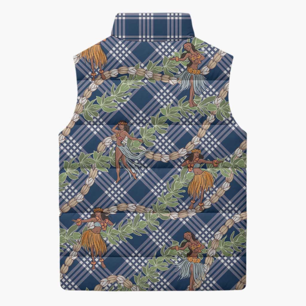 Navy Blue Palaka Hula Girls Seamless Hawaii Aloha Sleeveless Puffer Jacket LT7 - Polynesian Pride