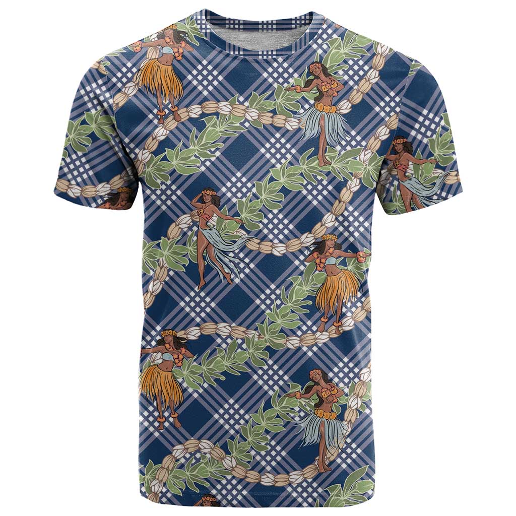 Navy Blue Palaka Hula Girls Seamless Hawaii Aloha T Shirt LT7 Navy Blue - Polynesian Pride