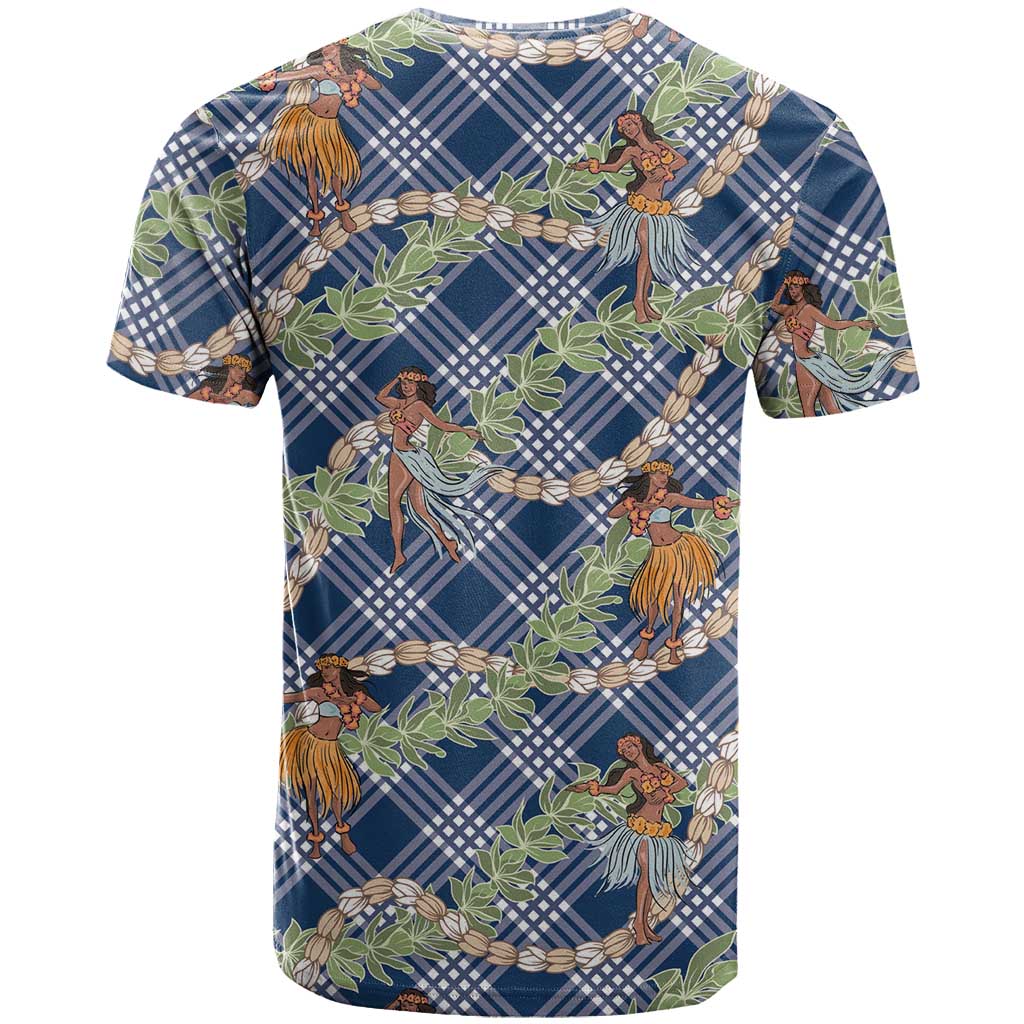 Navy Blue Palaka Hula Girls Seamless Hawaii Aloha T Shirt LT7 - Polynesian Pride
